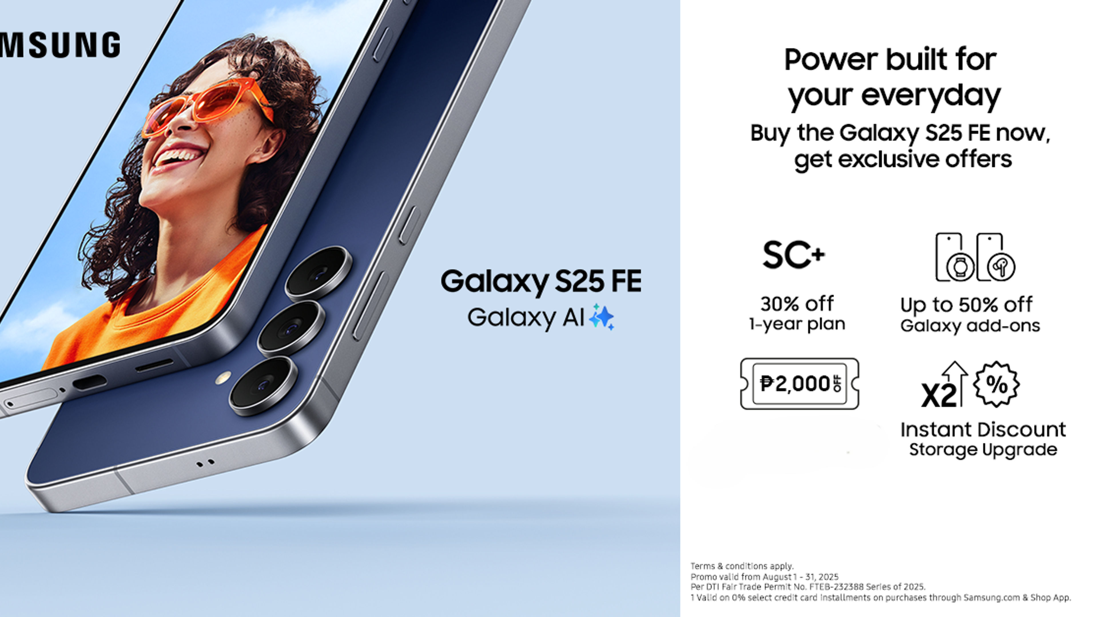 A banner image Samsung S25FE Offer.