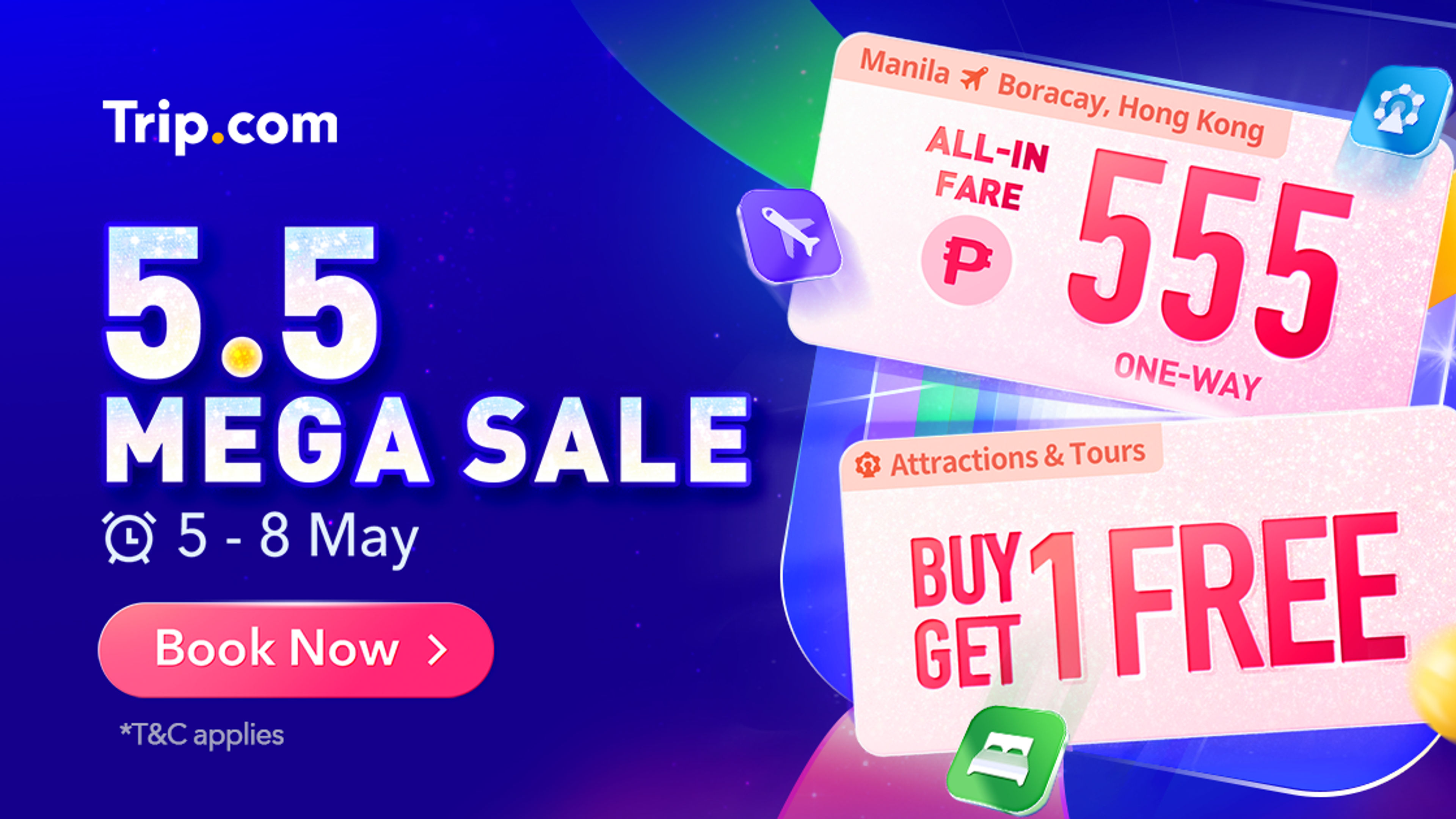 Isang banner na imahe ng Trip.com 5.5 na pagbebenta.